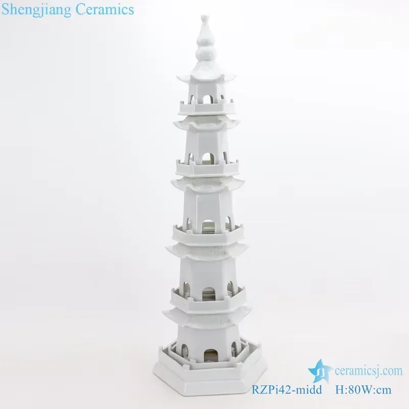 RZPi42 Handmade Ceramic Pagoda Ornament Ancient Chinese Style Home Decor Traditional Craft Statue for Living Room Shelf