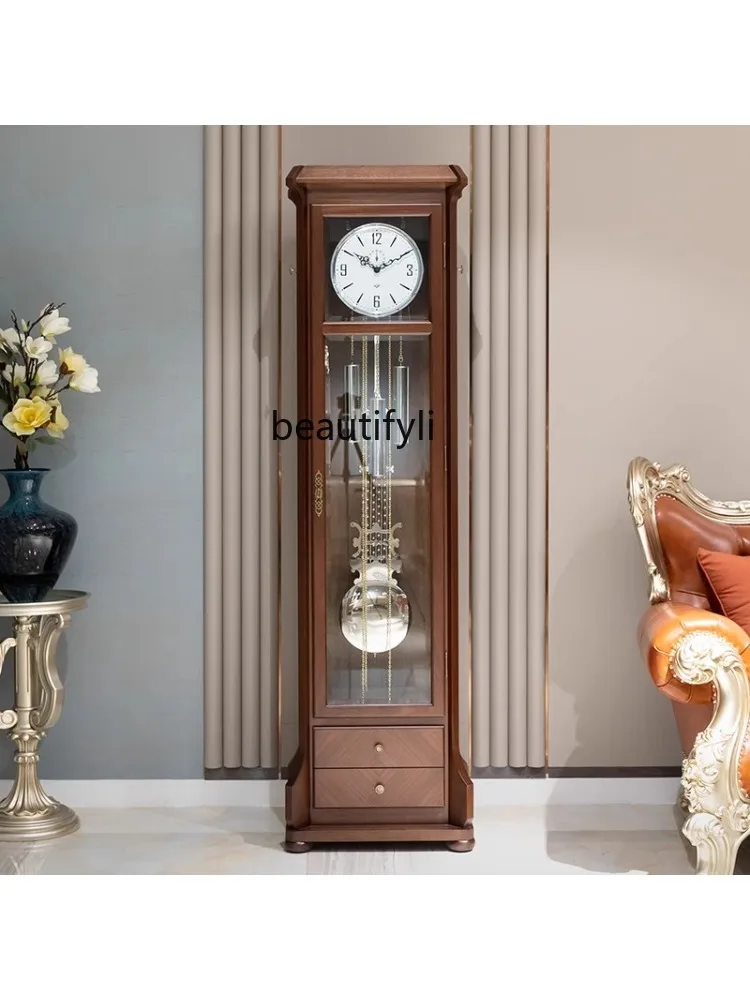 Hemler American floor clock Chinese retro European-style villa large pendulum clock vertical living room clock mechanical watch