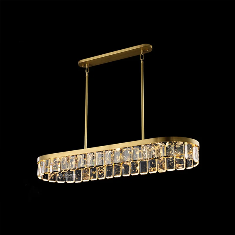 

American-style golden crystal ceiling chandelier, stainless steel gloss, suitable for home decoration in restaurants, dimmable