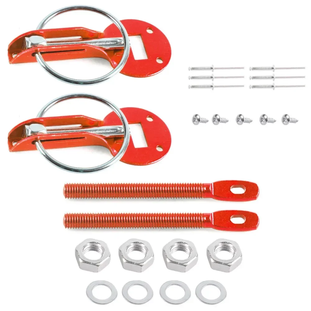 Automotive Aluminum Alloy Hood Lock Kit With Pin Bonnet Lock Latch To Secure Hood And Prevent Unwanted Movement