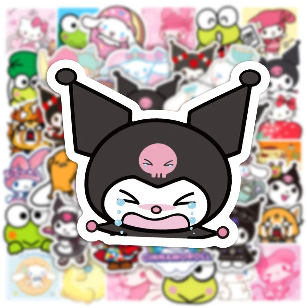 50/100Pcs Sanrio Cartoon Kawaii My Melody Kuromi Stickers for Scrapbooking Laptop Suitcase Waterproof Sticker Decal Kid Toy