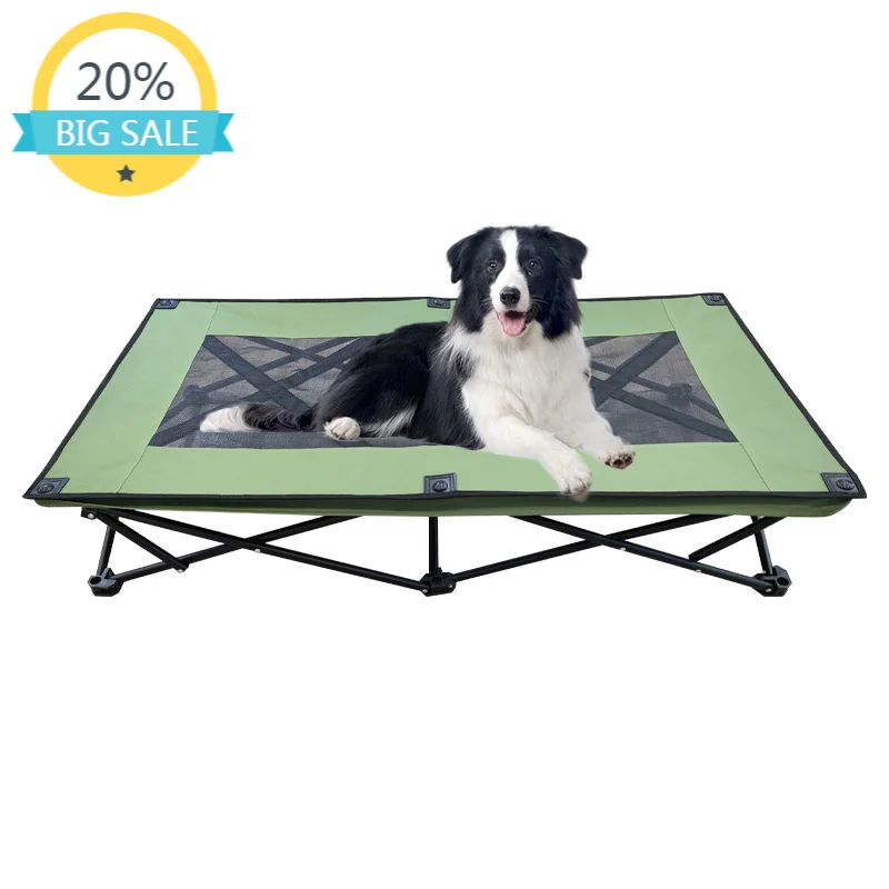 Large Elevated Dog Travel Cot Oxford Fabric Solid Pattern For Outdoor Use