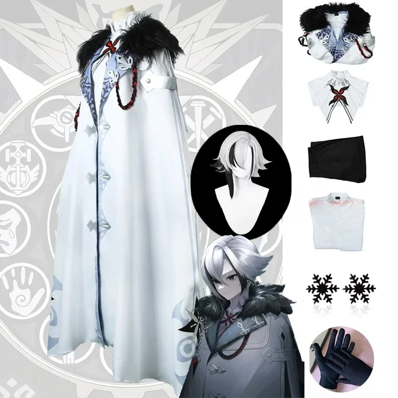 

Game Genshin Impact The Knave Arlecchino Cosplay Costume Cloak Wig Gloves Earrings Coat Eleven Fatui Harbingers Cosplay Clothes