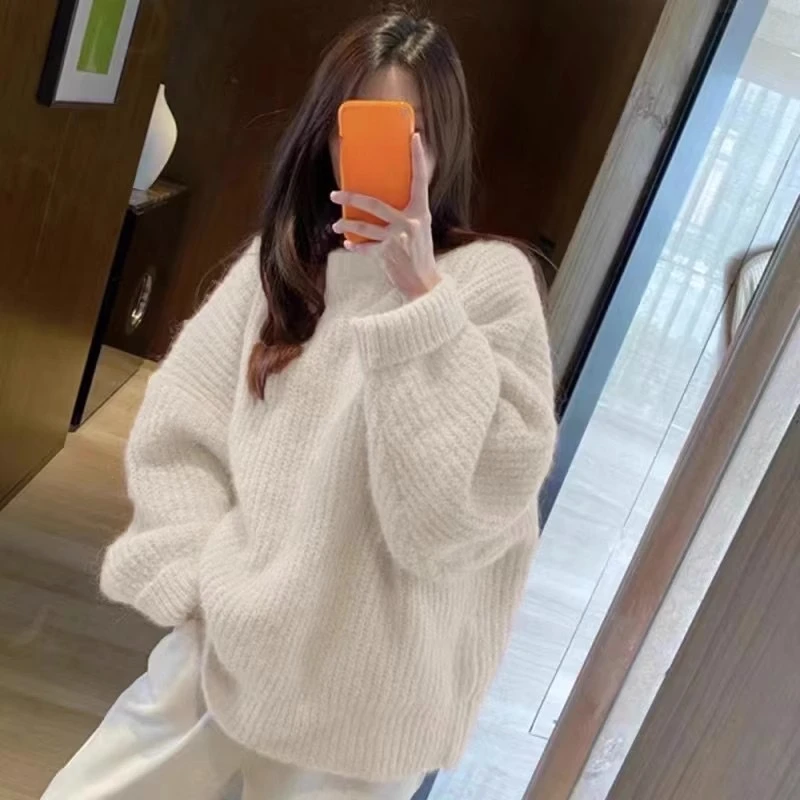 2024autumn and winter fashion new Korean version sweater women's top loose lazy soft waxy sweet knitted sweater women's clothing