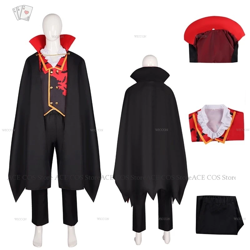 Palco desempenho vampiro drácula capa terno roupas de festa de férias de halloween trajes cosplay homem adulto halloween terno de natal