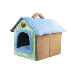 Cama tipo casa cálida, desmontable y lavable para gatos y perros