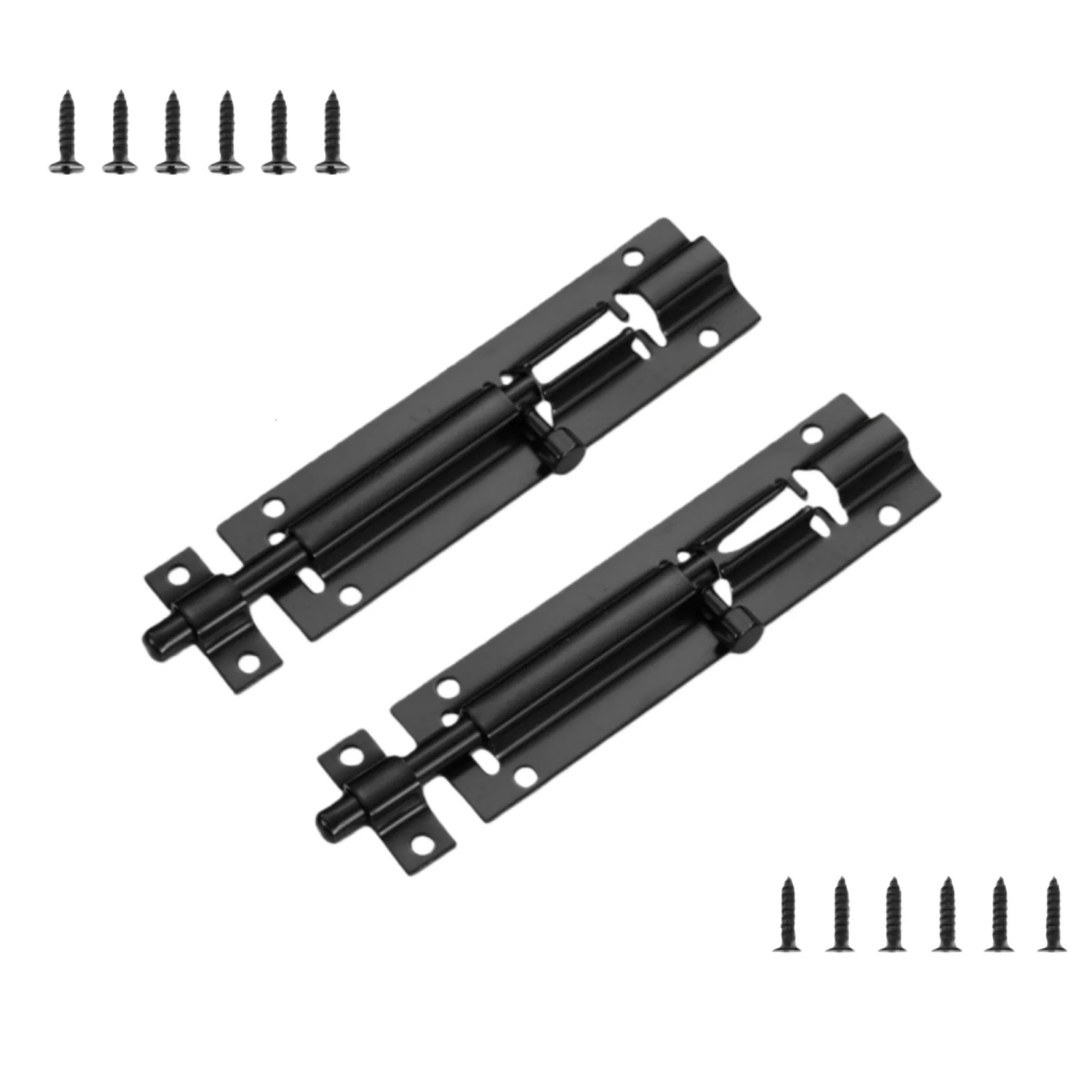 2x Heavy Duty Stainless Steel Barrel Bolt Lock for Door Gate Cabinet with Screws, Black Sliding Latch Hardware