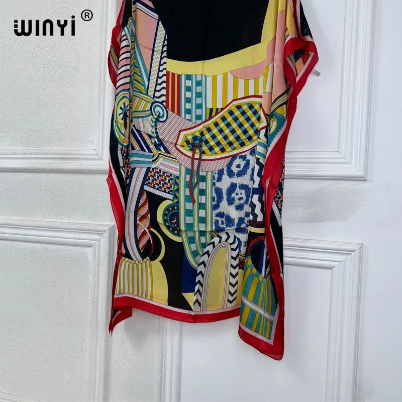 WINYI maxi dress Summer sexy african oversize dress BOHO print beach wear women Loose Femme Robe Muslim فستان beach cover ups