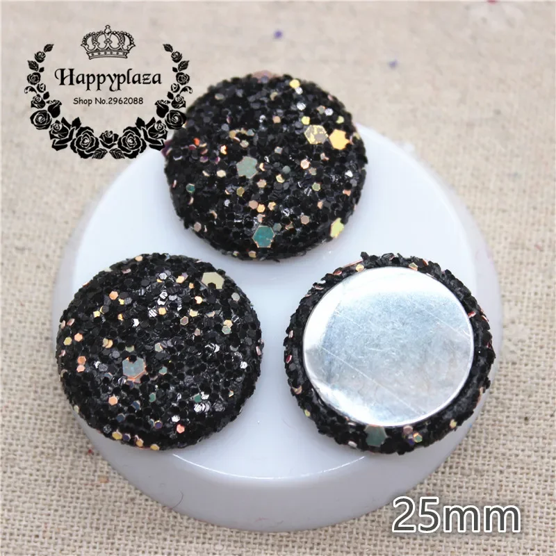 10pcs 25mm Glitter Sequins Fabric Covered Round Buttons Home Garden Flatback Cabochon Crafts Scrapbooking DIY