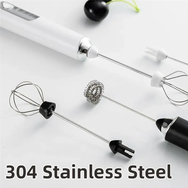 BAAN-Automatic Rotary Whisk Stirrer Electric Egg Beater Handheld Small Stirring Stick White