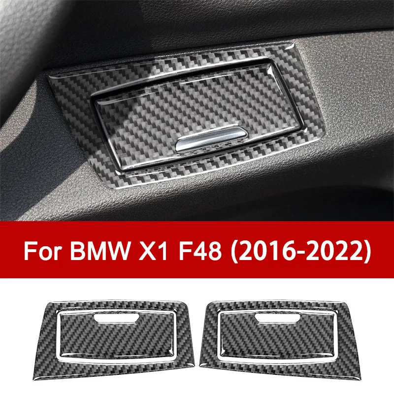 

For BMW X1 F48 2016-2022, Carbon Fiber Rear Ashtray Cover Decorative Sticker Interior Modification Accessories Luxury Upgrade