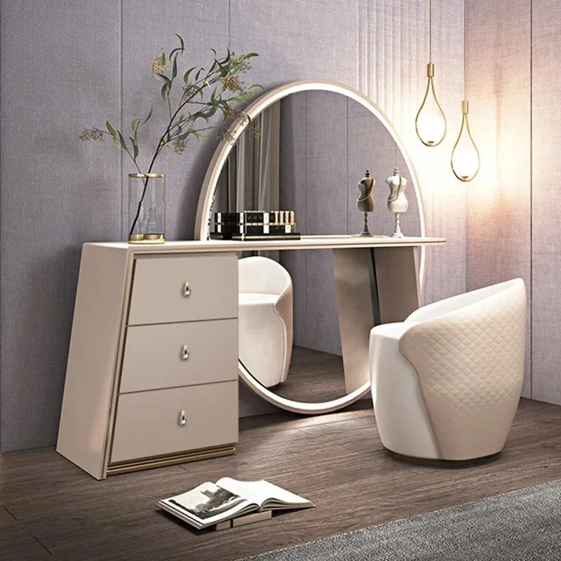 Light luxury Italian dressing table modern simple high-end sense medium and large apartment all-in-one smart dressing table