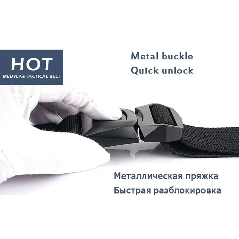 New Nylon Tactical Belt for Men Rust-proof Metal Buckle Quick Release Jeans Belt 1200D Canvas Outdoor Casual Belt Waistband