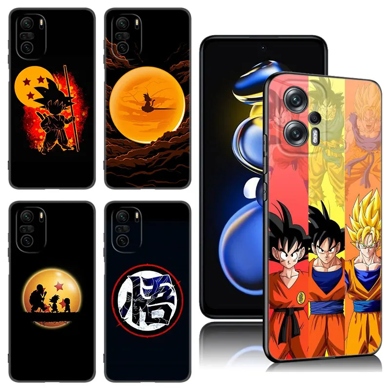 D-Dragons Balls Black Silicone Phone Case For Xiaomi POCO X3 X4 NFC F5 M3 M4 M6 X5 X6 Pro F3 F4 GT 5G C55 C65 M5