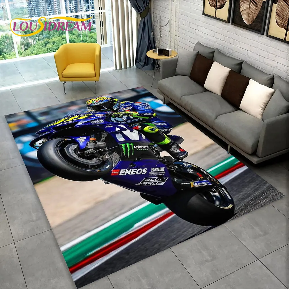 Alfombra grande 3D para el área de carreras de motocicletas, felpudo antideslizante para el hogar, sala de estar, dormitorio, sofá, decoración,