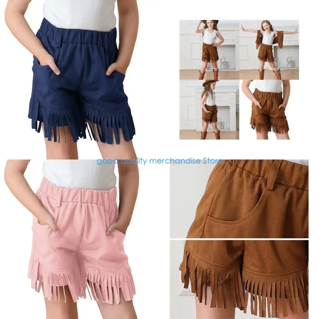 Y5JD Western Cowgirl Fringe 반바지 반바지 하이 허리 술 프린지 반바지 60 년대 70 년대 히피 반바지 코스프레 할로윈 파티 의상