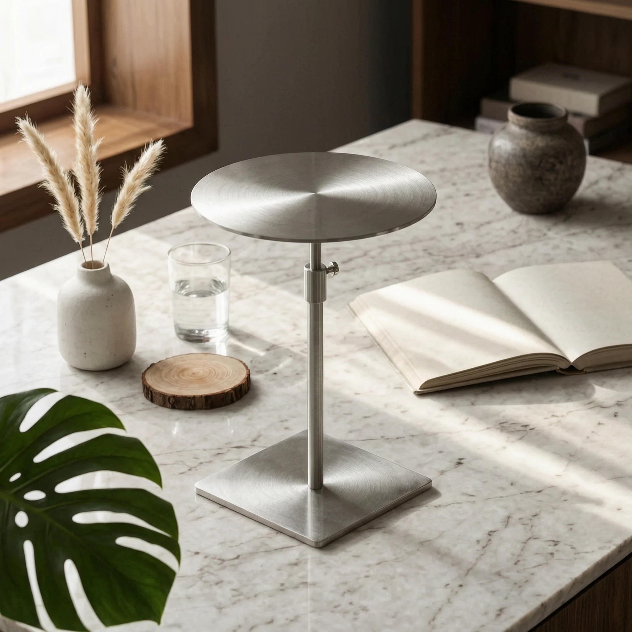 Height Adjustable Side Table Small Compact Metal Side Table Nightstand Smudge-resistantResistant Furniture Modern