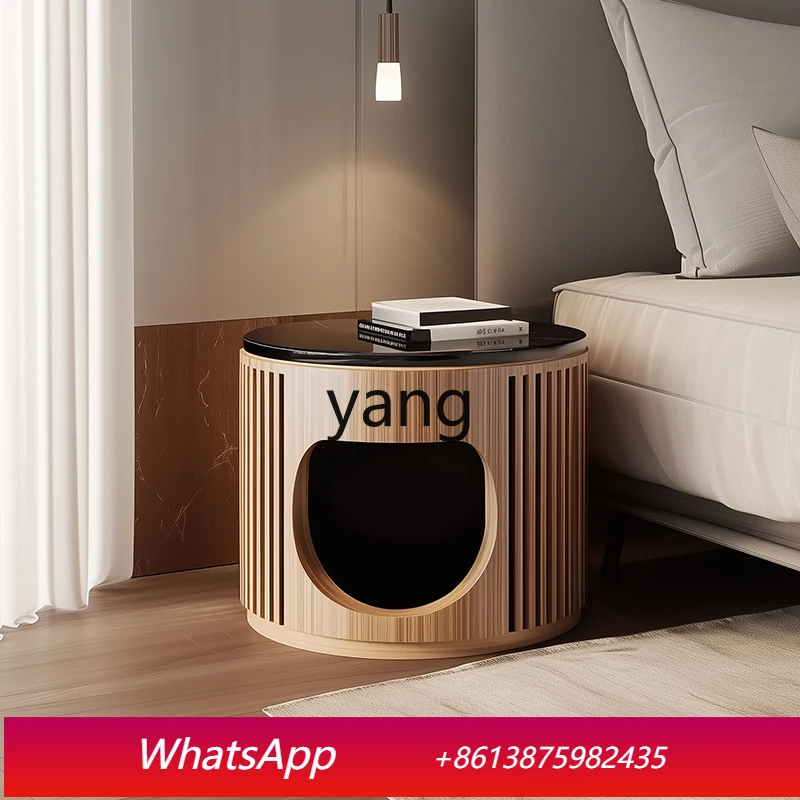 

LMM Creative Bedside Table Light Luxury All Solid Wood Round Bedside Cabinet