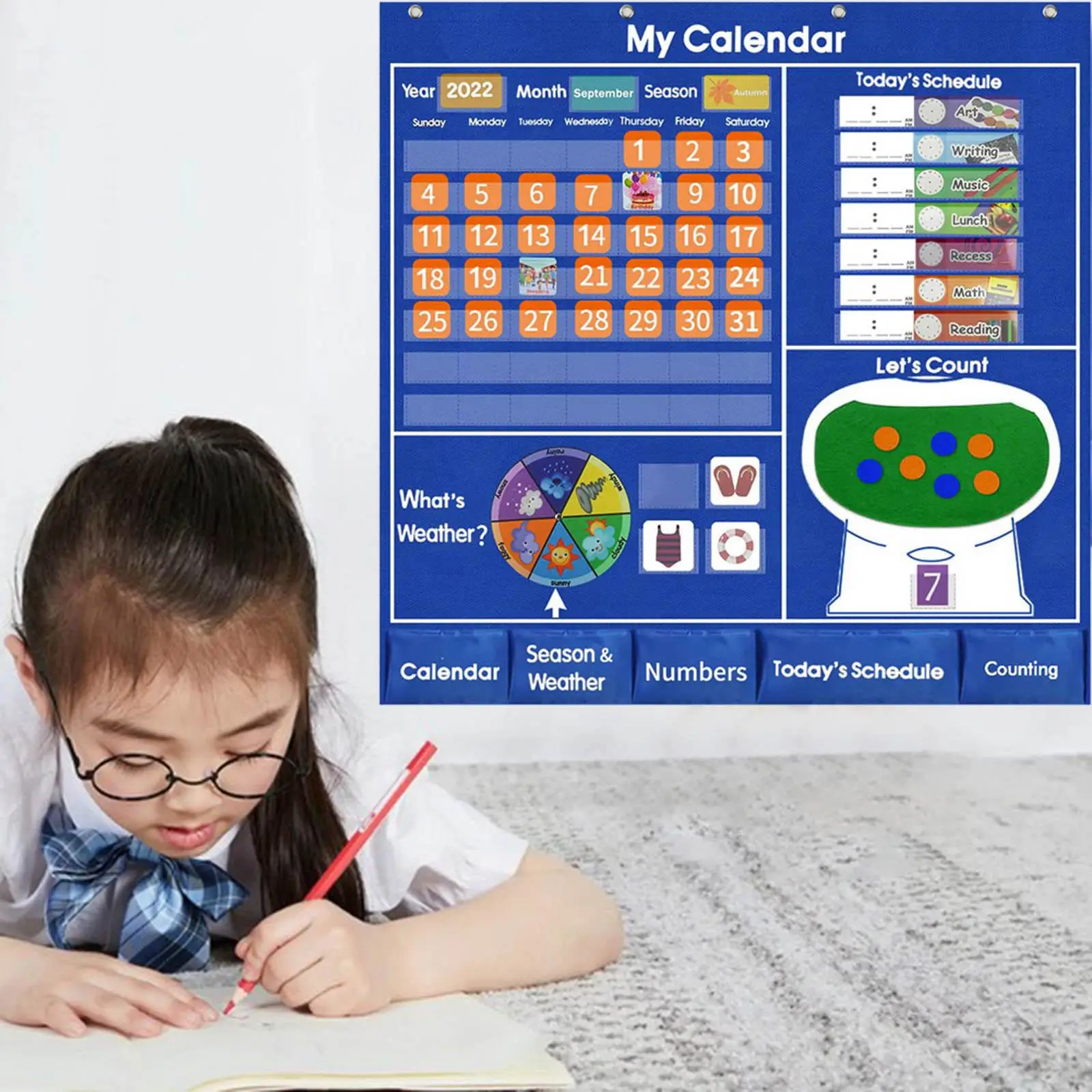 Learning Calendar and Weather Math Counting Homeschool Supplies with Cards Learning Children Toddlers