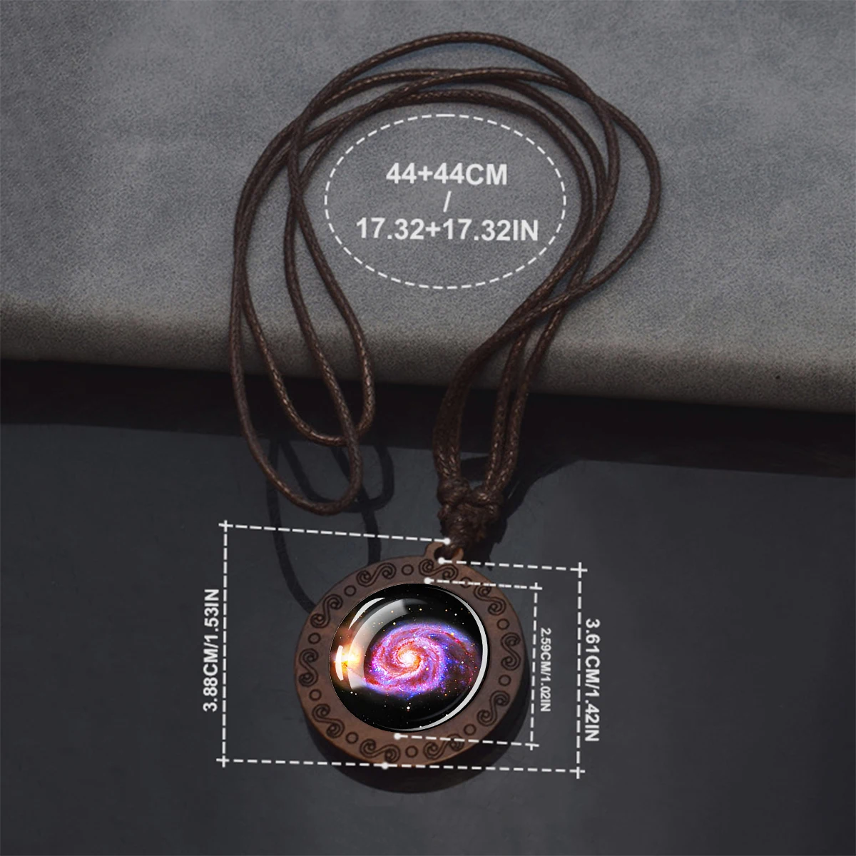 Spiral Galaxy Planet Necklace Wooden Pendant Rope Chain Necklace Nebula Space Jewelry Astronomy Gift