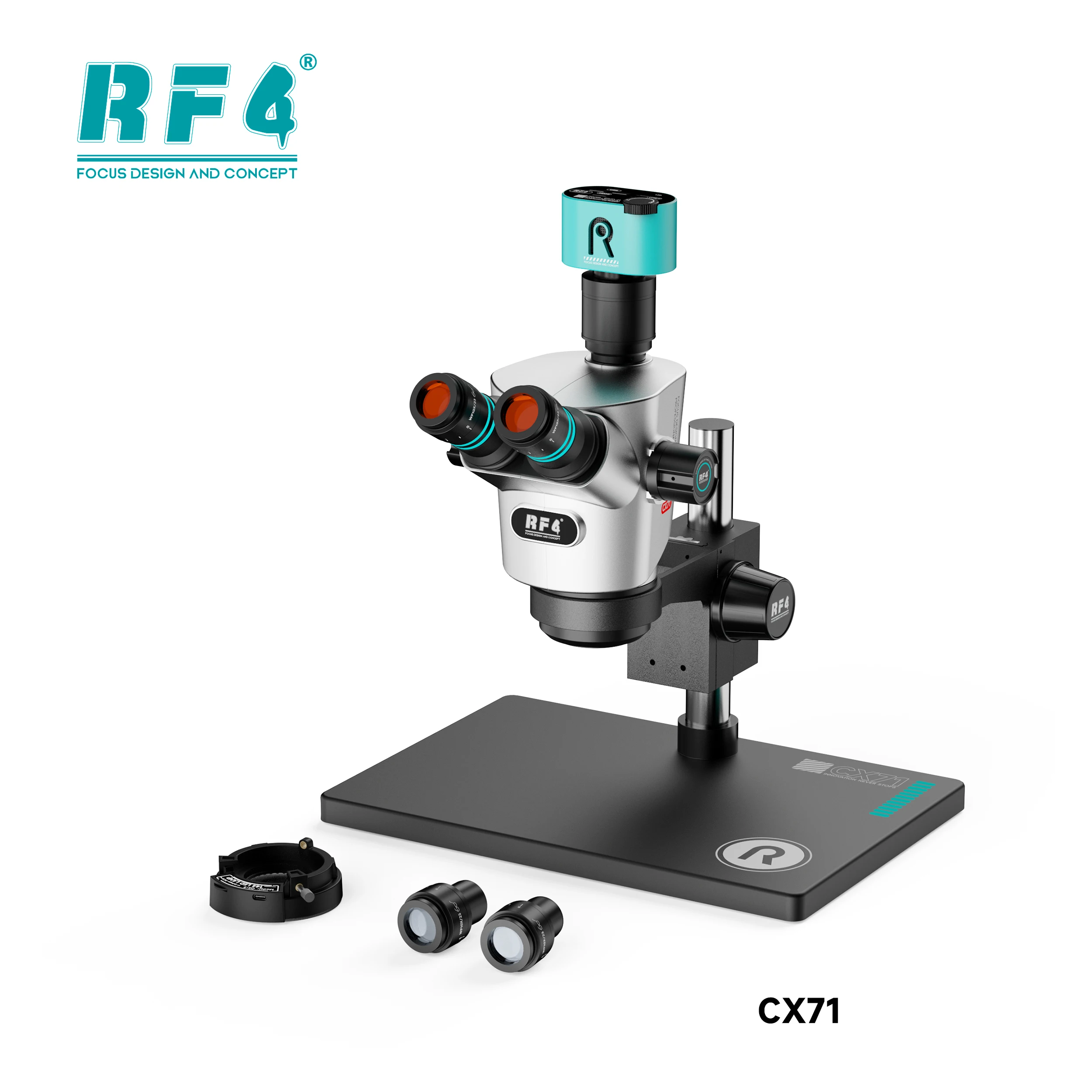 RF4 CX71 4K Double Anti-Fatigue Trinocular Microscope 6.5-65X Zoom