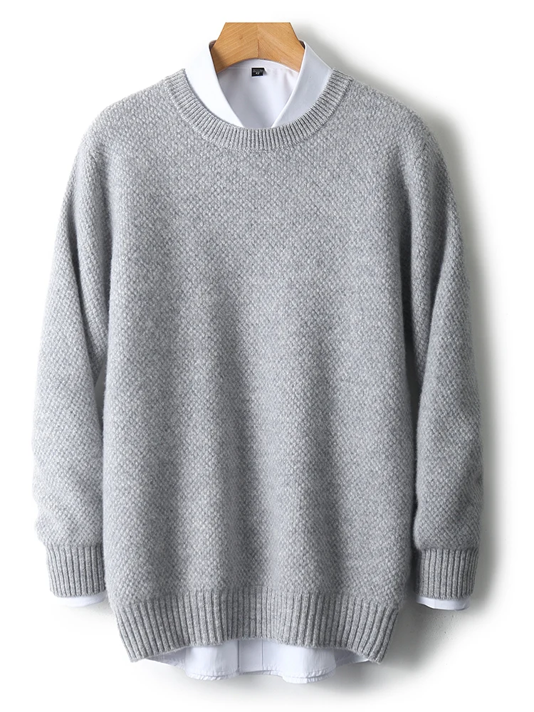 

Men O-neck Wool Sweater Autumn Winter Long Sleeve Soft Sticky Thick Pullover 100% Merino Wool Knitwear Basic Casual Jumper Top