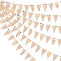 Champagne Gold Triangle Flag Pennant Banner Bunting for Graduation Birthday Wedding Nautical Ahoy Achor Theme Party Supplies