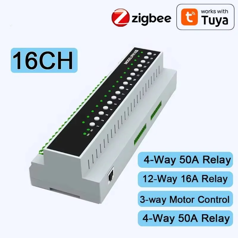 Tuya Smart Zigbee 6-16 Gang Relay Switch Module Remote Control Appliance Control Module 110V-240V Work With Alexa Google Home