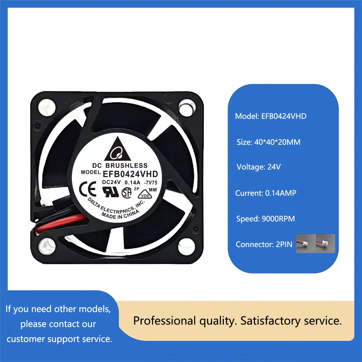 

DELTA EFB0424VHD DC 24 В 0,14 А 40x40x20 мм 9000 об/мин охлаждающий вентилятор для силового оборудования Сервер ПК Автомобильный полевой кулер