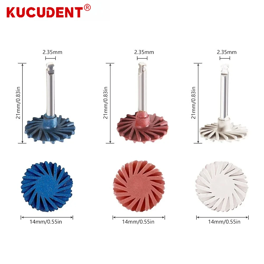 6Pcs Dental Rubber Polisher Kit Composite Resin Diamond Polishing Discs RA System 14mm Wheel Spiral Flex for Resin Restoration
