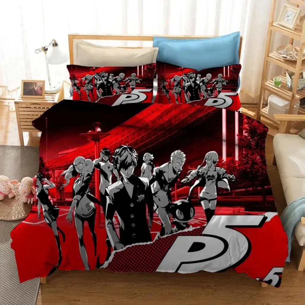 Fashion 3D Print Persona 5 P5 Anime Game Bedding Set Double Twin King Duvet Cover Comforter Pillowcase Boys Girls Adults Bedroom