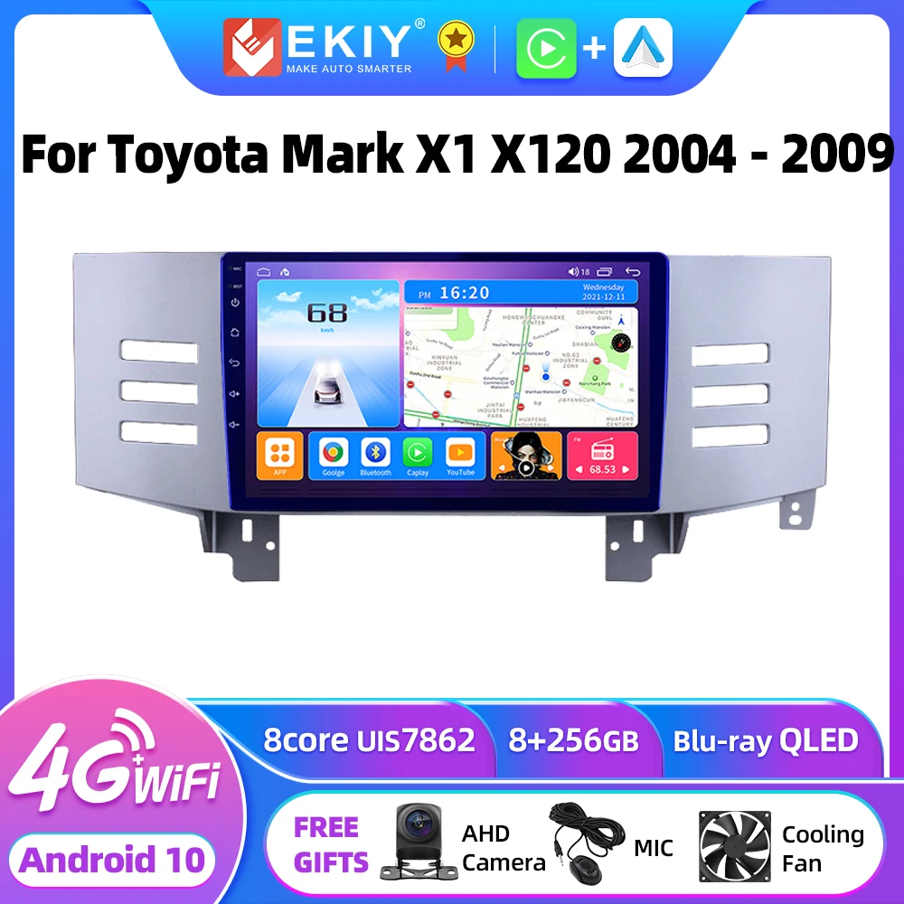 

EKIY T7 QLED Android 10 Car Radio For Toyota Mark X 1 X120 2004 - 2009 Stereo Multimedia Video Player Navigation GPS No 2din DVD