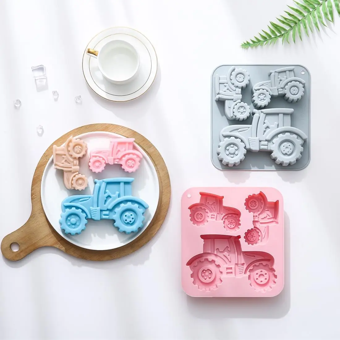 

2 Pack Tractors Silicone Molds Tractors Themed Baking Moulds for Chocolate, Ice Cube, Cake, Dessert, Candy Cake Decoration