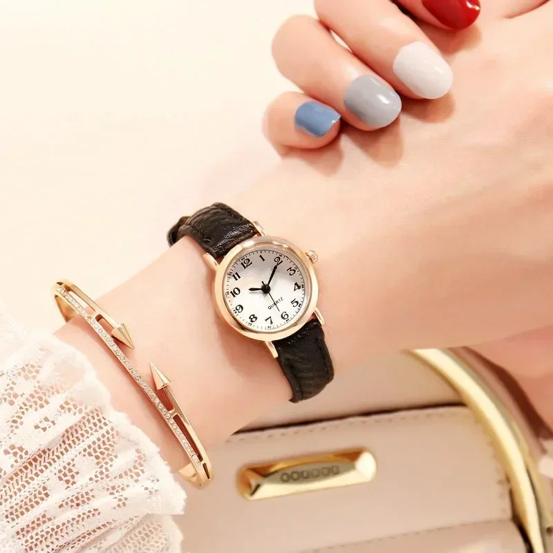 Relojes sencillos Para Mujer, relojes con cinturón redondo pequeño Para niña, relojes de pulsera de cuarzo, Reloj de vestir Para Mujer, relojes de regalo Para Mujer, Reloj Para Mujer