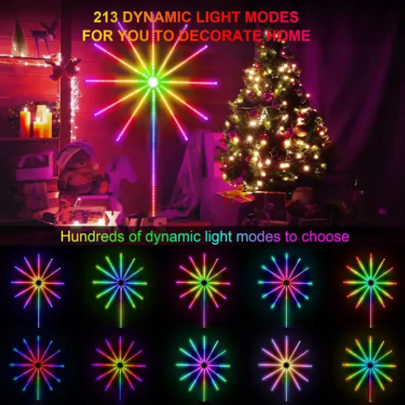 Christmas Fireworks Light RGBIC LED String Light Festoon LED Garland Lamp Outdoor Garden Room Wedding Party Decor Fairy Lights