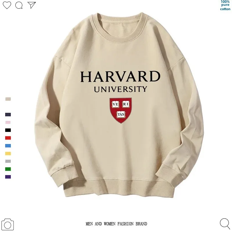 Harvard University Blackprinting Sweatshirt Men Women's Round Neck Campus Clothes Commemorative Gowns Casual Hoodies