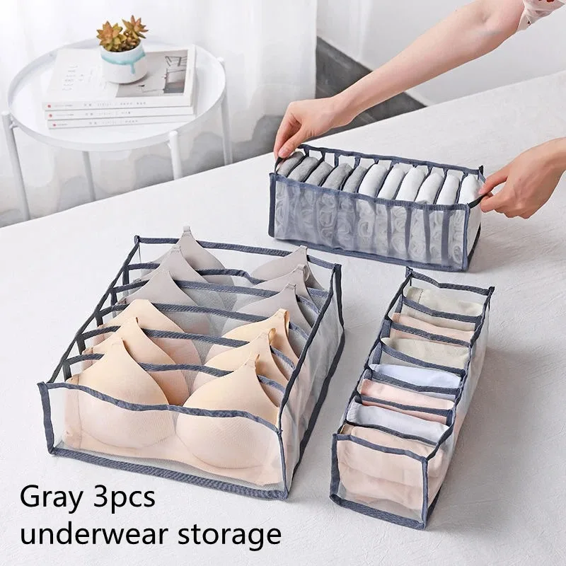 3PCS Underwear Drawer Organizer Storage Box Foldable Closet Organizers Drawer Divider Storage Boxes for Underpants Socks Bra