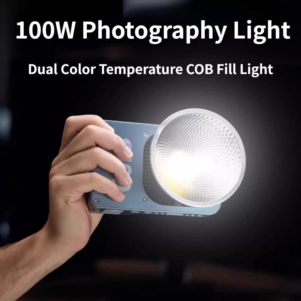 

100W Photography Light COB Fill Light Dual Color Temperature Soft Light Lamp Camera Lighting for Night Scene Outdoor Shooting