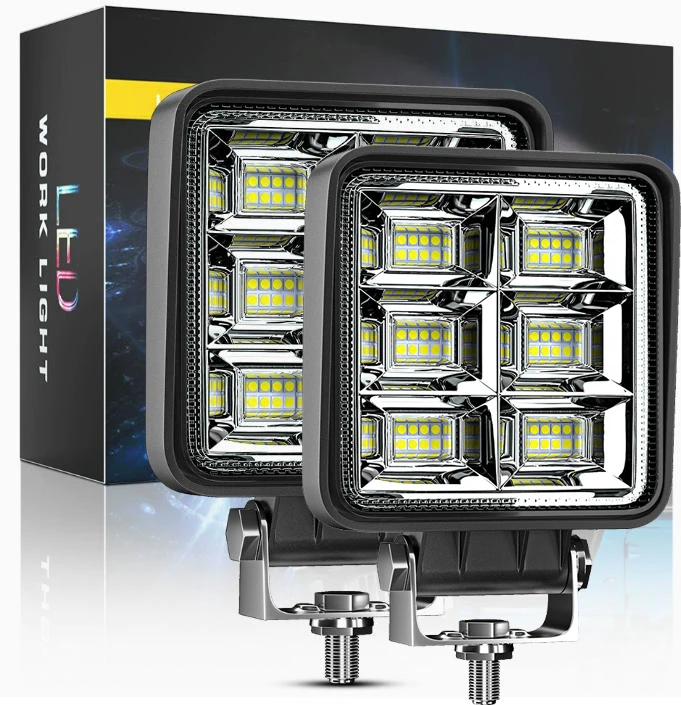 

2pcs Flood Light Auxiliary Work Light LED Bar 4" 144W 48LED Searchlight Overhead Light Farm Fishing Road Lighting Square DC9-30V