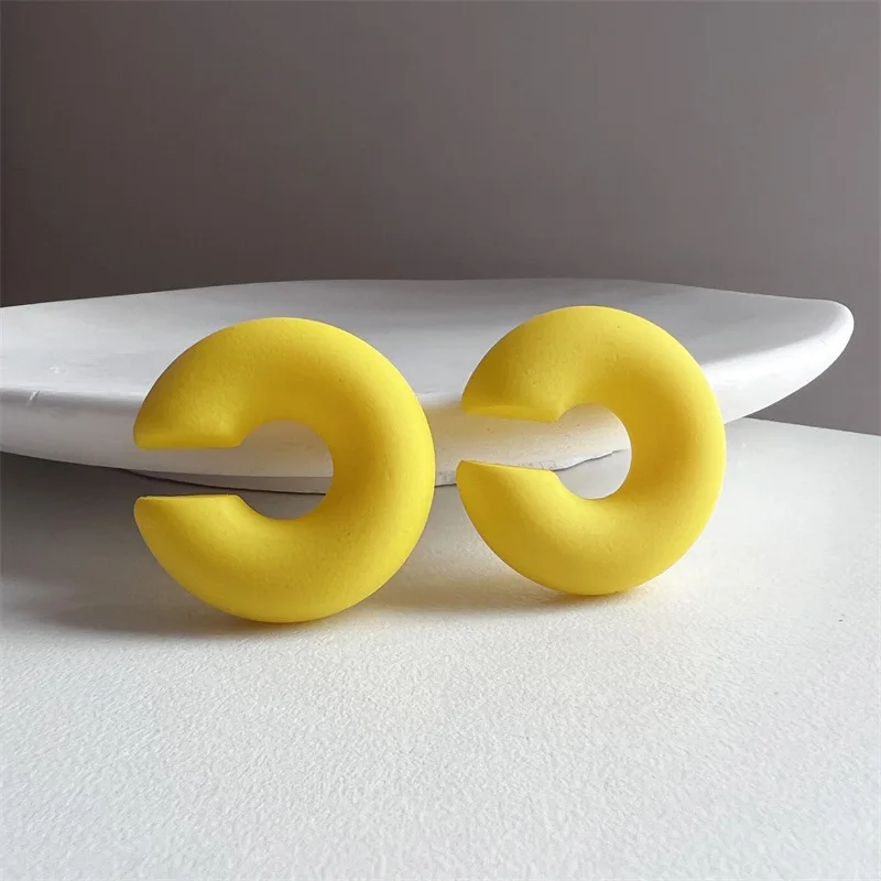 1 Paar Bonbon farbe runde Acryl Ohrclip Ohrringe für Frauen Mode einfache einfarbige Manschette C-förmigen Ohrring weiblichen Schmuck – Detail 19