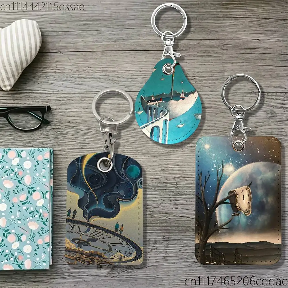 Porte-clés Carte Mémoire 'The Persistence of Memory' - Pendentif de Mode pour Sac, Étui pour Carte d'Identité, Carte de Bus - Mignon pour Adulte
