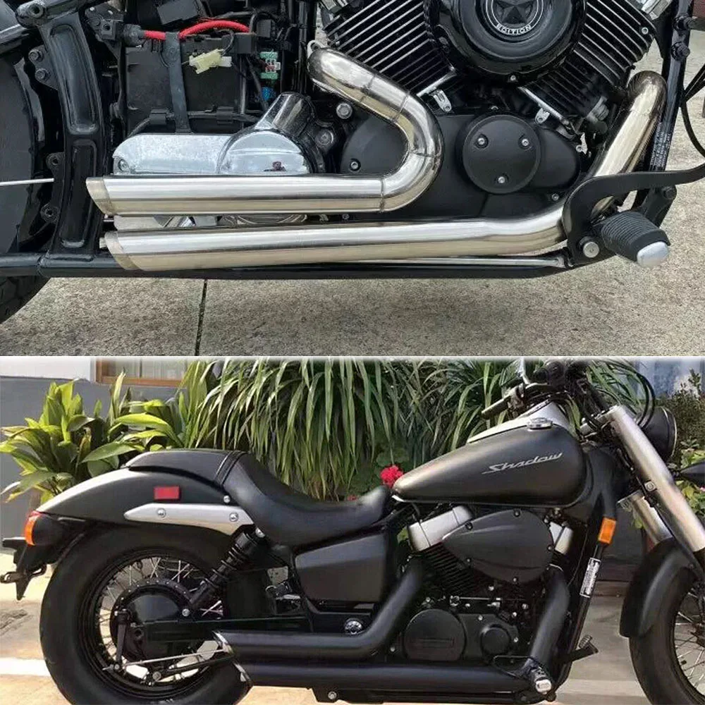 For Honda Shadow VT750 AERO Phantom ACE Spirit 750 VT 400 750 2004-2025 Motorcycle Exhaust Pipe Removable Muffler