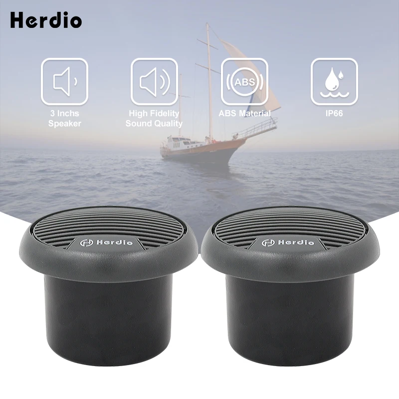 Herdio 3'' wasserdichte Marine-Lautsprecher, 2-Wege-Vollbereichs-Audio-Stereosystem, Motorrad-Lautsprecher mit MAX-Leistung, 140 W, für Boot, Auto – Detail 3