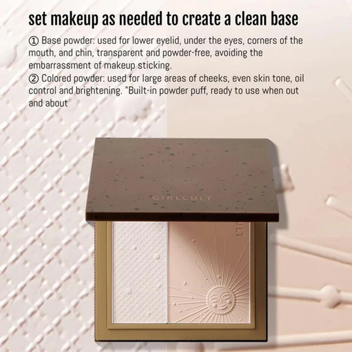 بودرة ضبط مضغوطة من Girlcult، بودرة رفيعة، خفيفة الوزن، غير كعكة، تأثير تركيز ناعم، إعداد مكياج للوجه، لمسة نهائية طبيعية غير لامعة #6