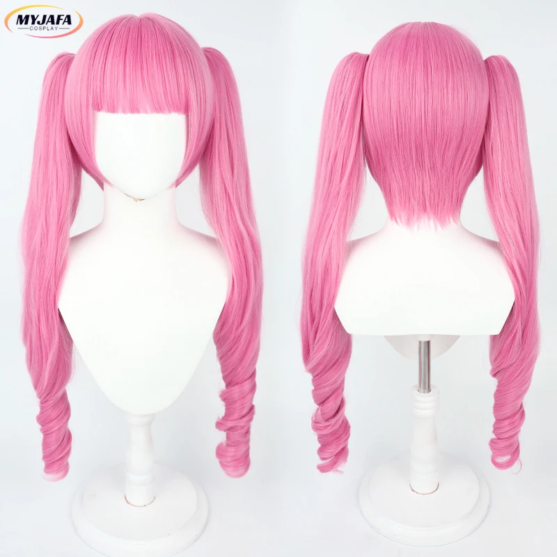 High Qulity Perona Cosplay Wig Anime Long Pink Curl With Ponytails Heat Resistant Synthetic Hair Cosplay Wigs + Wig Cap