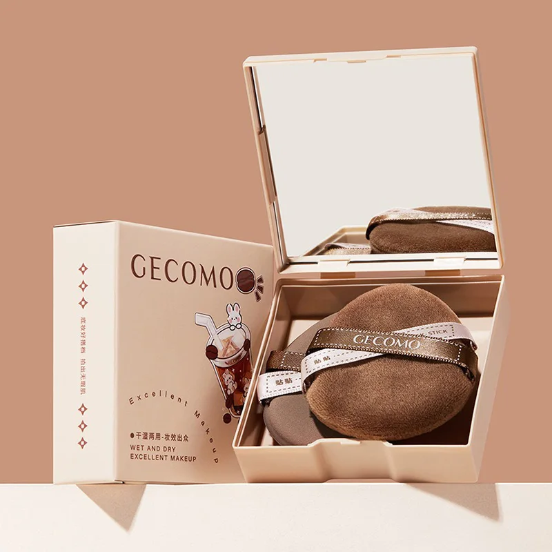 GECOMO Iced Americano Duo Star Powder Puff Set — Dual-Use (Dry & Wet), Ultra-Soft and Skin-Friendly, Ideal for Flawless Applicat