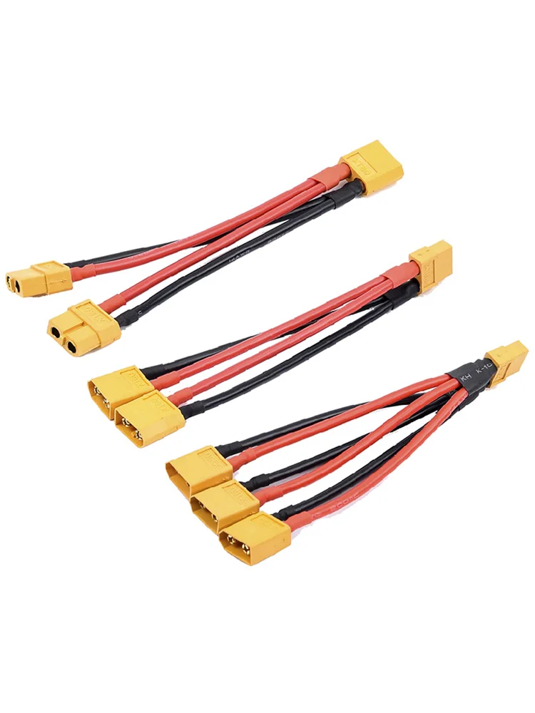 XT60 Parallel Battery Connector Male/Female Cable Dual Extension Y Splitter/ 3-Way 14AWG Silicone Wire for RC Battery Motor