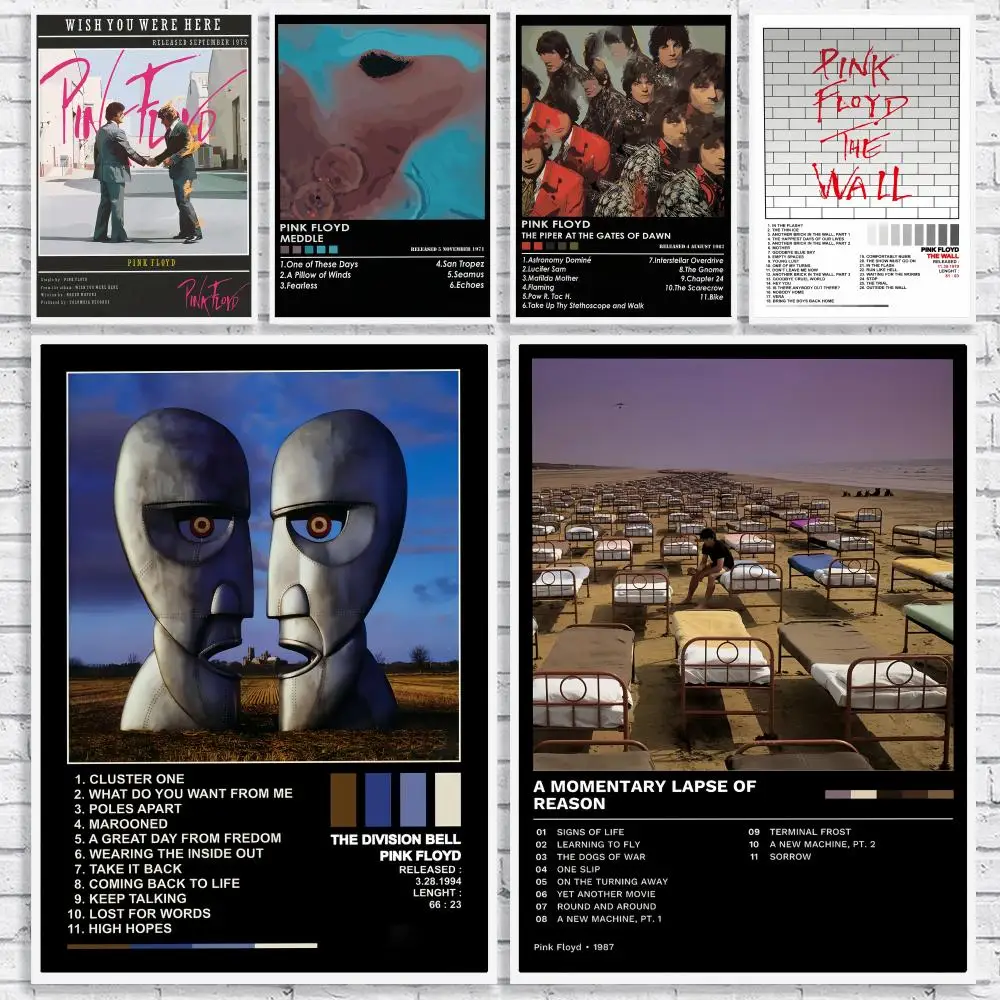 Affiche de groupe de rock progressif P-Pink Floyd, décoration murale polyvalente HD imperméable, auto-adhésive, pour tout espace, cadeau idéal