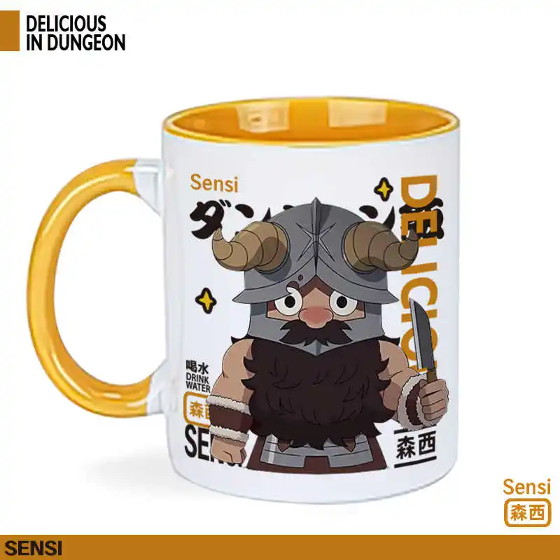 Anime Delicious In Dungeon Meshi tazas Chilchack Marsilla Laius Cosplay Taza de agua de café de cerámica hombres mujeres taza de beber de dibujos animados