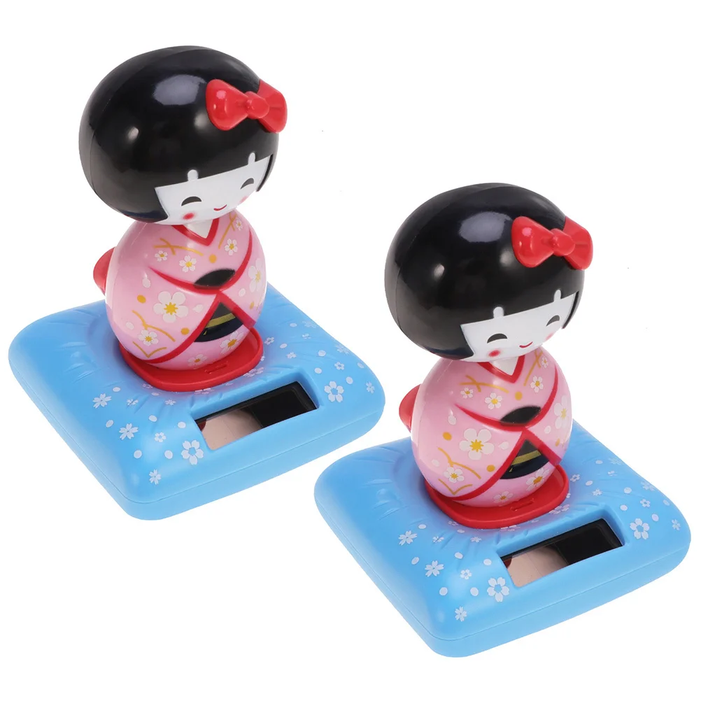 

2 шт., кимоно с качающейся головой, украшение для автомобиля, пластиковый декор для рабочего стола для автомобиля, сада, дома, торта, столик, маленький японский стиль